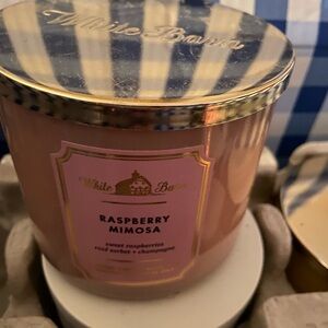 White Barn Raspberry Mimosa Candle with Pink and Gold